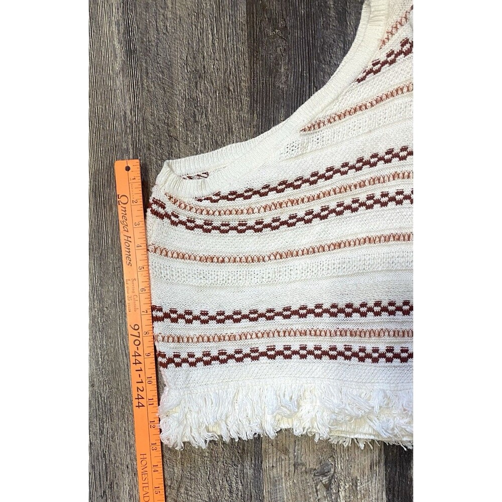 House of Harlow 1960 One Shoulder Cropped Knit Fringe Sweater Boho Small - Picture 6 of 8
